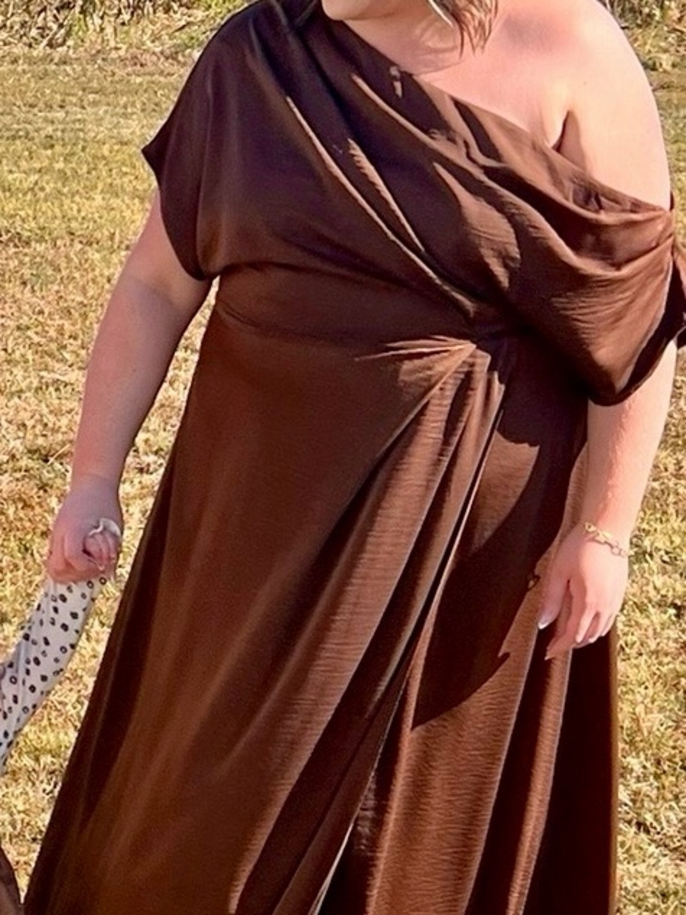 ASOS Brown One-Shoulder Maxi Dress